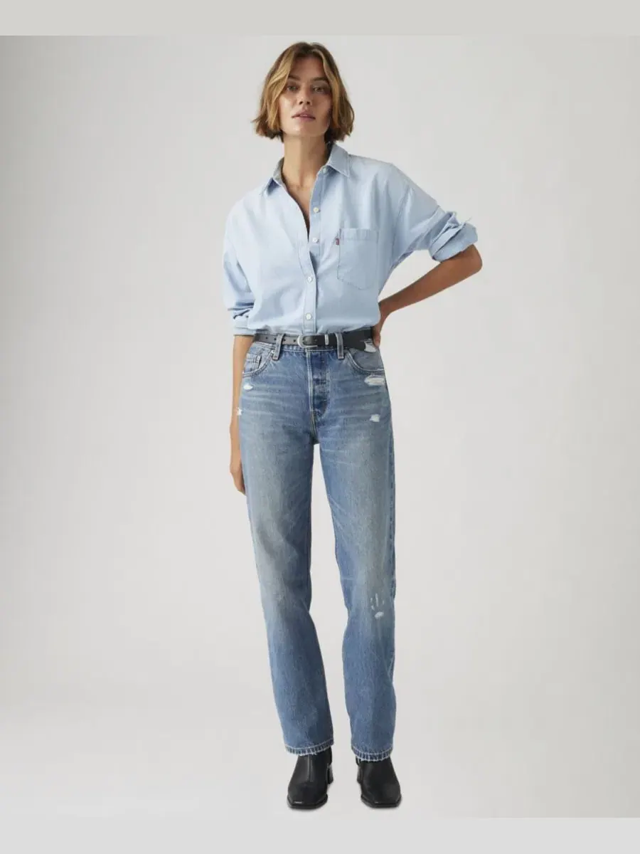 Джинсы прямого кроя с высокой посадкой 501 90's Mid-Rise Straight-Fit Jeans Levi's, Verified Vintage