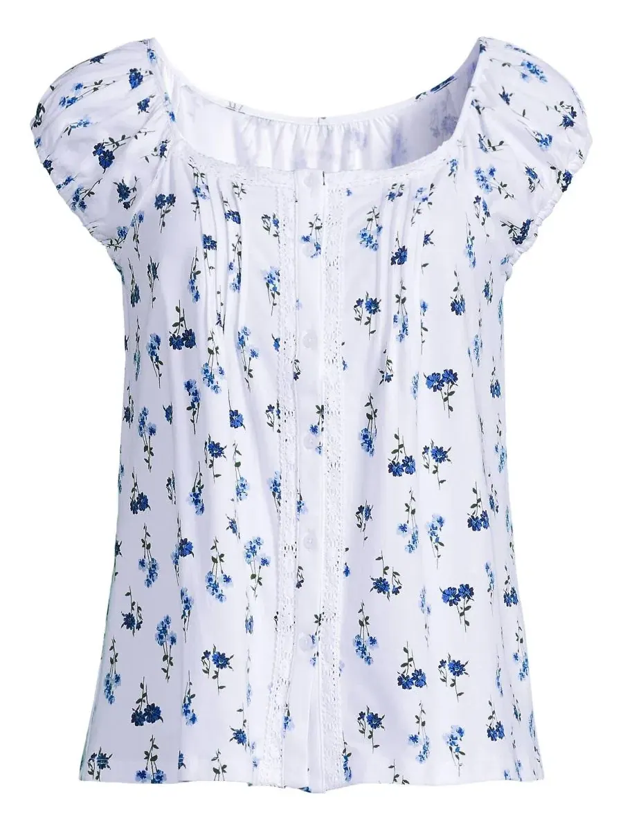 Блузка без рукавов с квадратным вырезом и защипами Plus Size Lightweight Jersey Pintuck Button