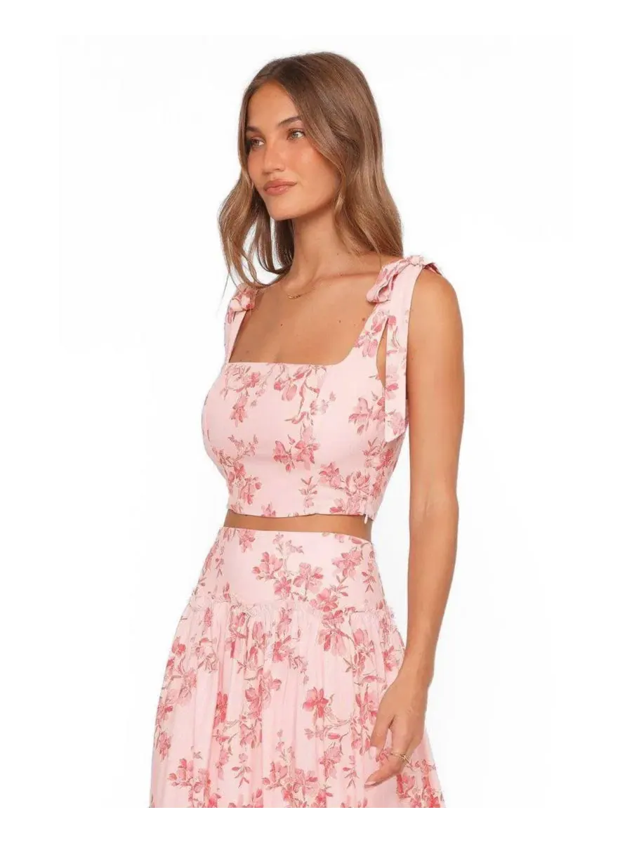 Топ на завязках с квадратным вырезом, без рукавов, Tyler Tie Shoulder Petal and Pup — изображение 2 из 4, розовый розовый