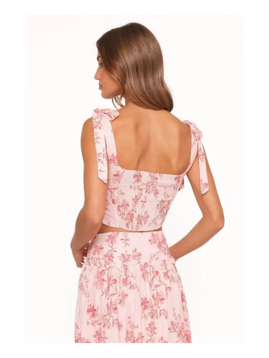 Топ на завязках с квадратным вырезом, без рукавов, Tyler Tie Shoulder Petal and Pup — изображение 3 из 4, розовый розовый