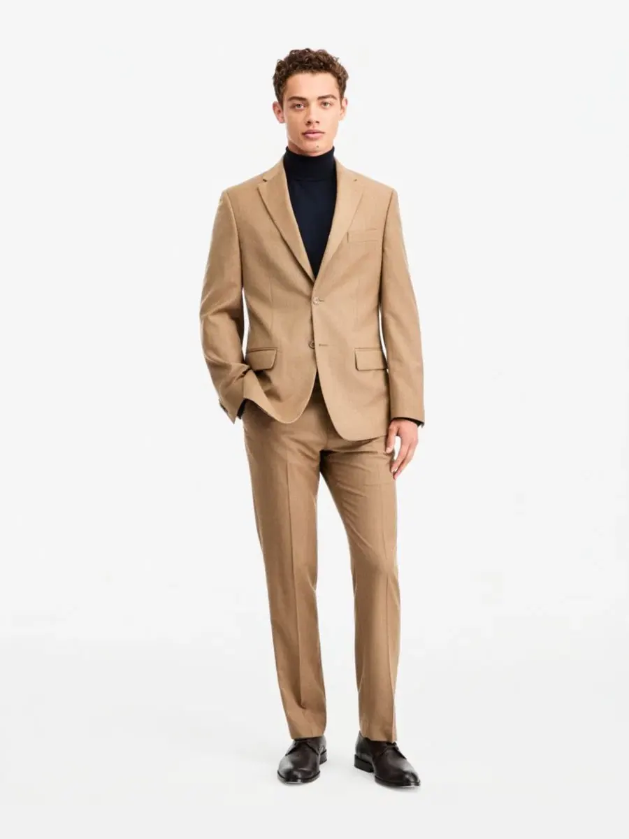 Костюм-двойка из шерсти с фланелевым принтом, Modern Fit Tommy Hilfiger — изображение 4 из 4, бежевый