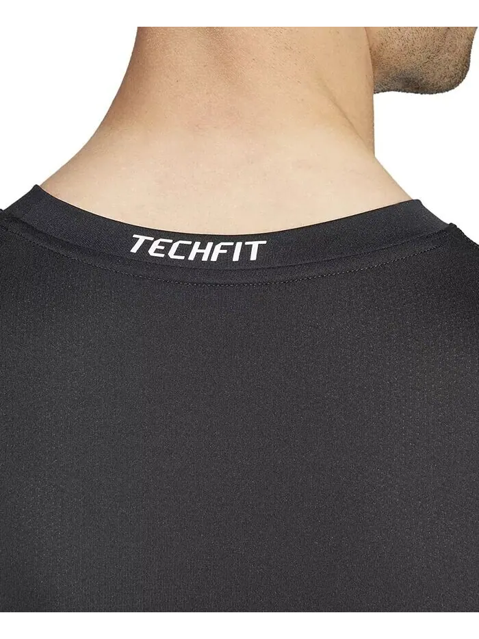 Мужская приталенная компрессионная рубашка с круглым вырезом Tech-Fit adidas — изображение 4 из 4, черный
