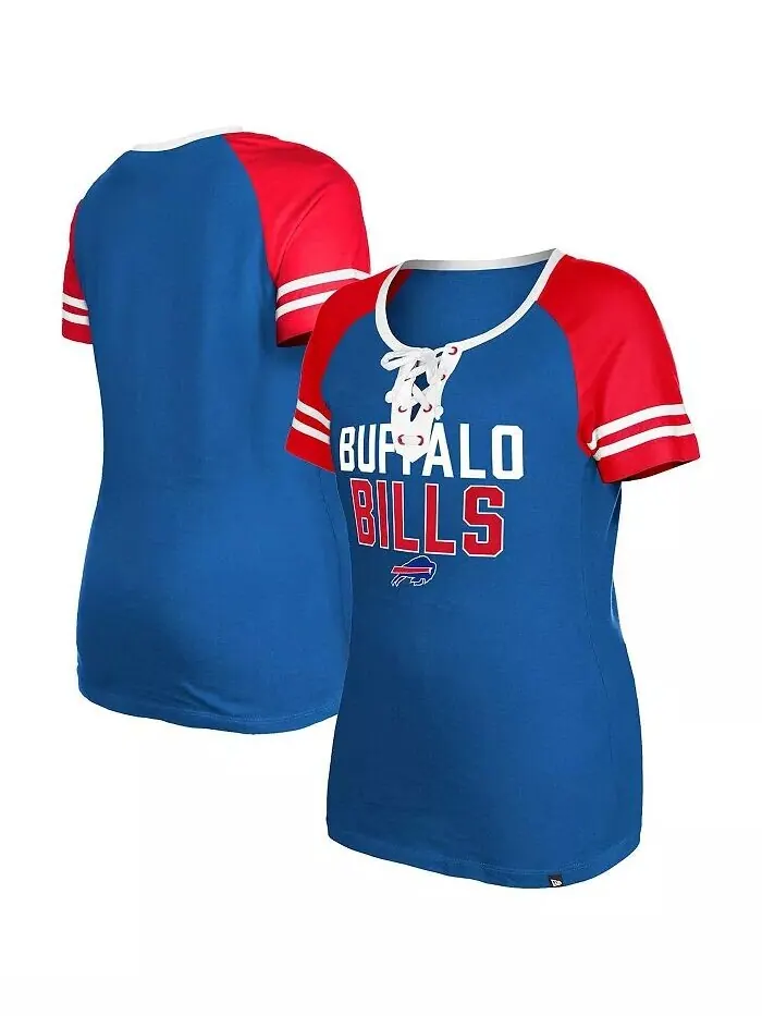 Женская футболка Royal Buffalo Bills Raglan Lace-Up New Era