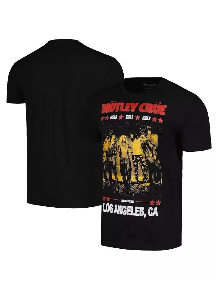 Мужская черная футболка с плакатом Motley Crue для девочек и девочек Live Global Merch — черный