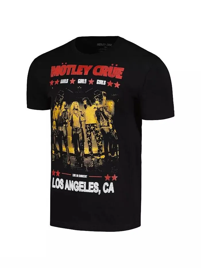 Мужская черная футболка с плакатом Motley Crue для девочек и девочек Live Global Merch — изображение 2 из 3, черный