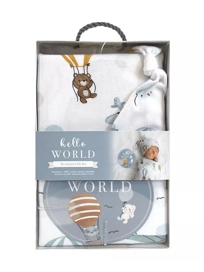 Подарочный набор Hello World для маленьких мальчиков, 3 предмета Living Textiles — изображение 2 из 3, мульти