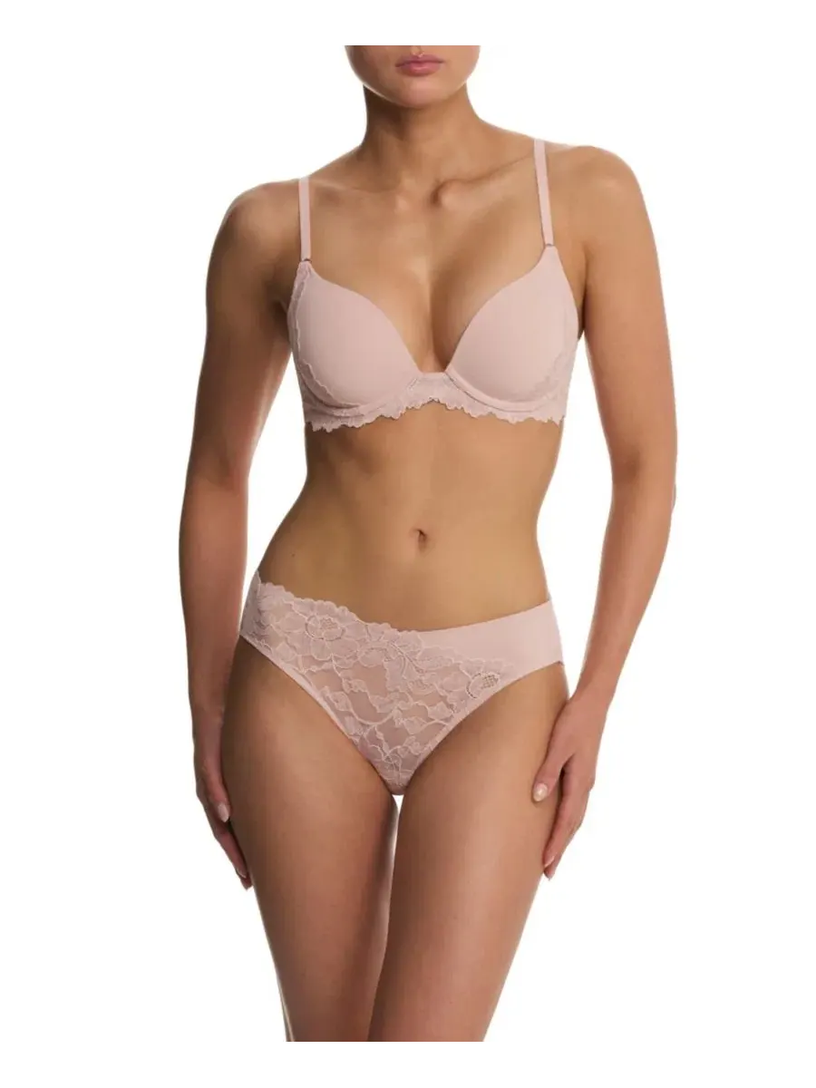 Бюстгальтер-майка с цветочным кружевом Peony Demi Lace Natori — изображение 4 из 5, розовый бежевый/розовый