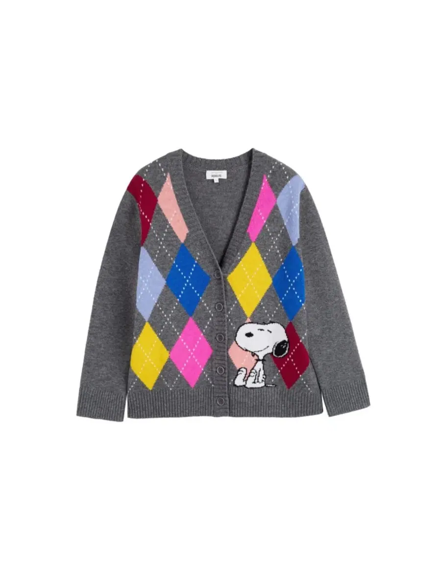 Женский кардиган из шерсти и кашемира с узором аргайл Snoopy Argyle Chinti & Parker — изображение 4 из 4, мульти