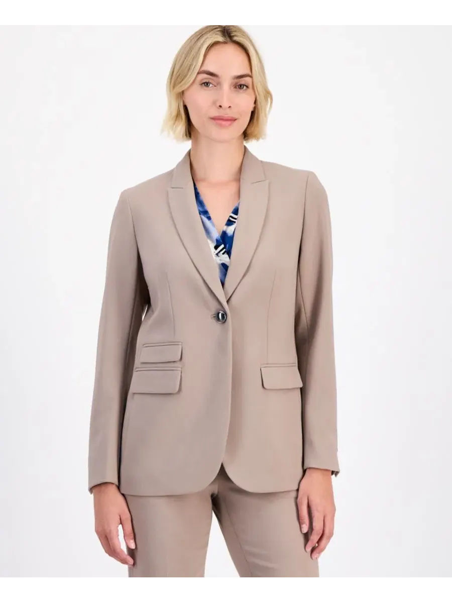 Женский пиджак с тремя карманами и одной пуговицей Anne Klein, Natural Clay