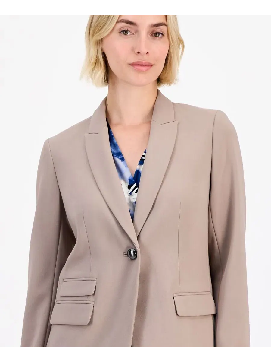 Женский пиджак с тремя карманами и одной пуговицей Anne Klein, Natural Clay — изображение 3 из 3