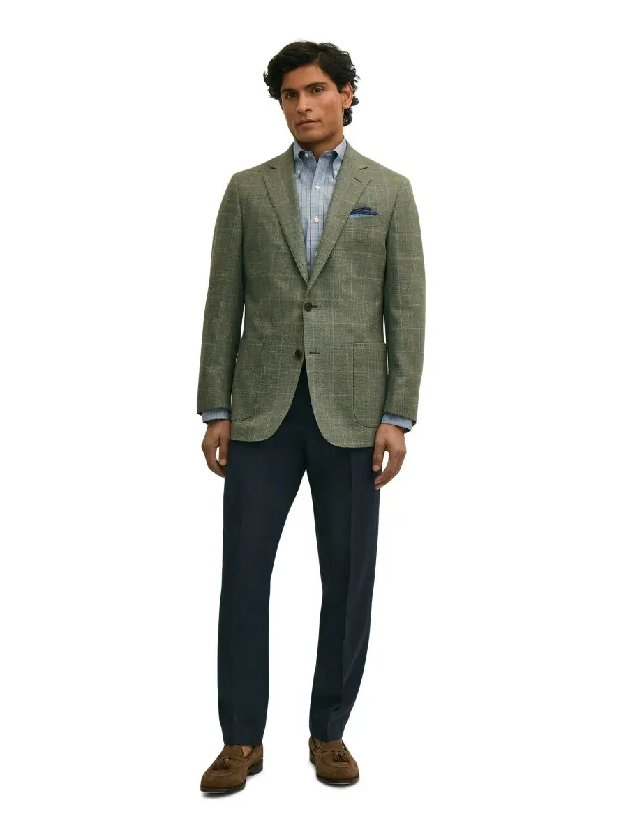 Пиджак классический с лацканами Brooks Brothers — изображение 2 из 5, зеленый