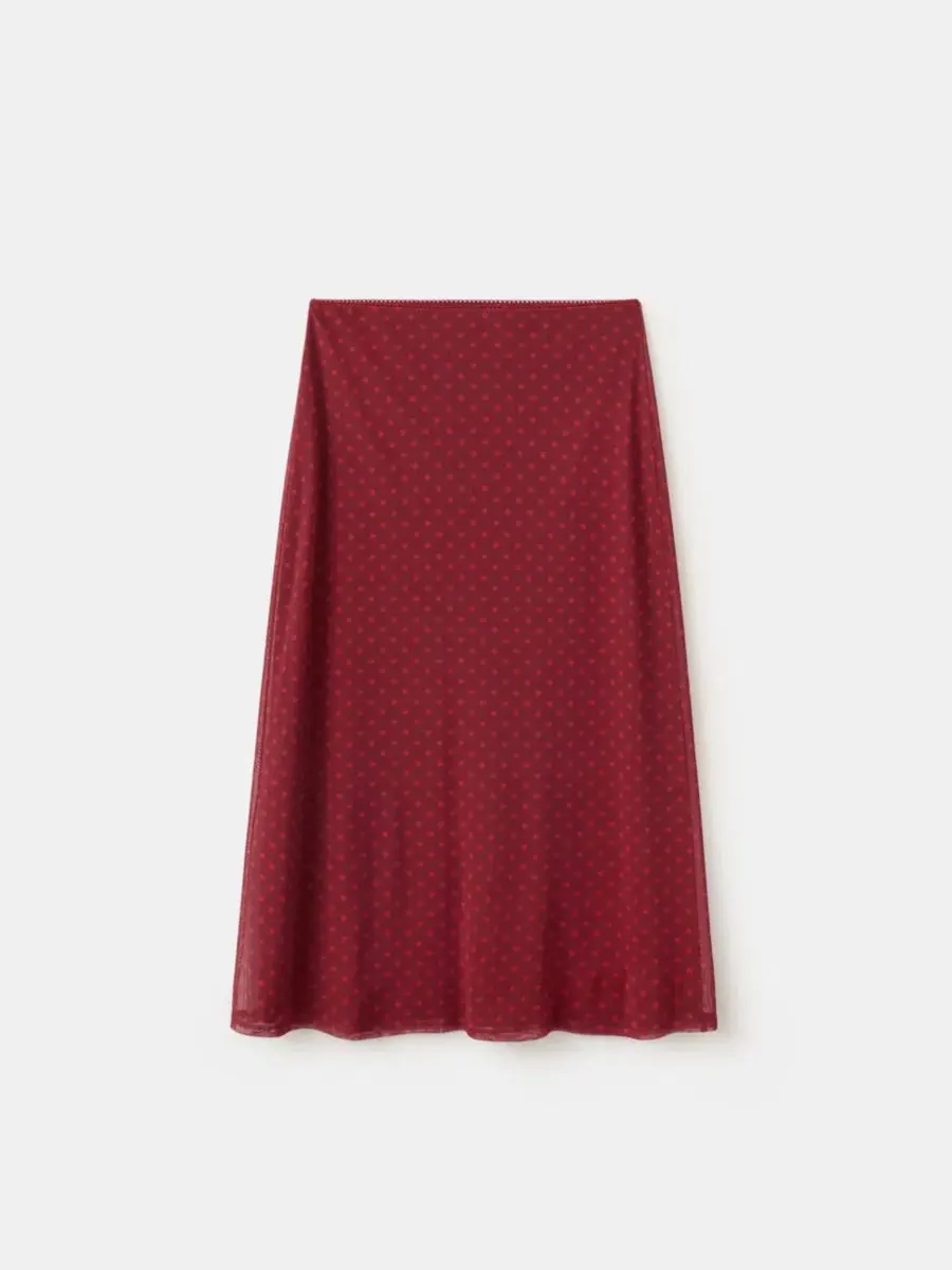 Юбка из фатина с принтом Polka Dot Midi Midi MANGO — изображение 6 из 6, красный