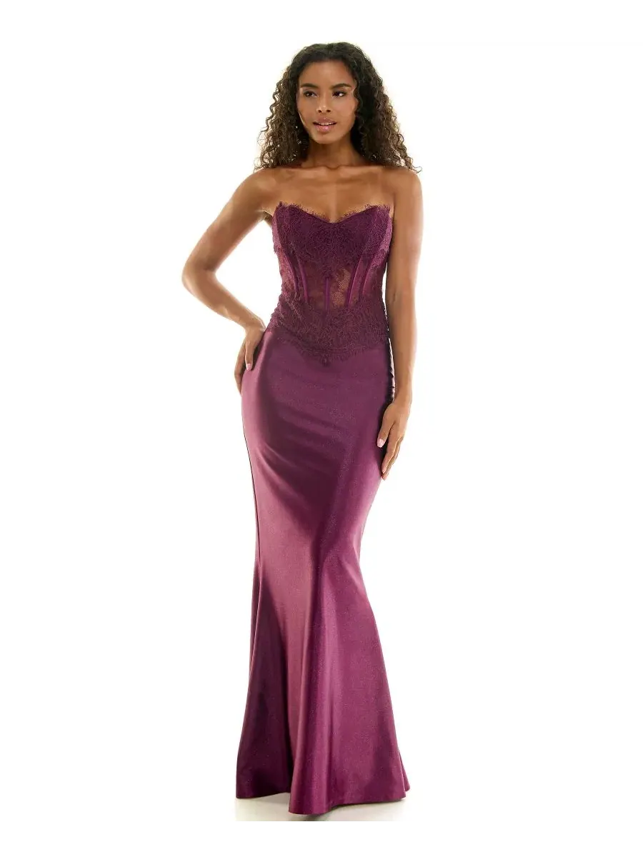 Платье с корсетом, кружевной аппликацией и блестками, модель Corset Lace Glitter Satin SENI & CADE