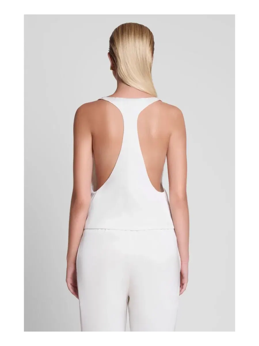 Топ-майка на бретелях с глубоким вырезом Suri Satin Racerback LEAU — изображение 5 из 5, белый