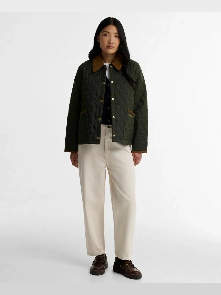 Укороченный стеганый жакет Liddesdale Barbour — изображение 2 из 6, оливковый