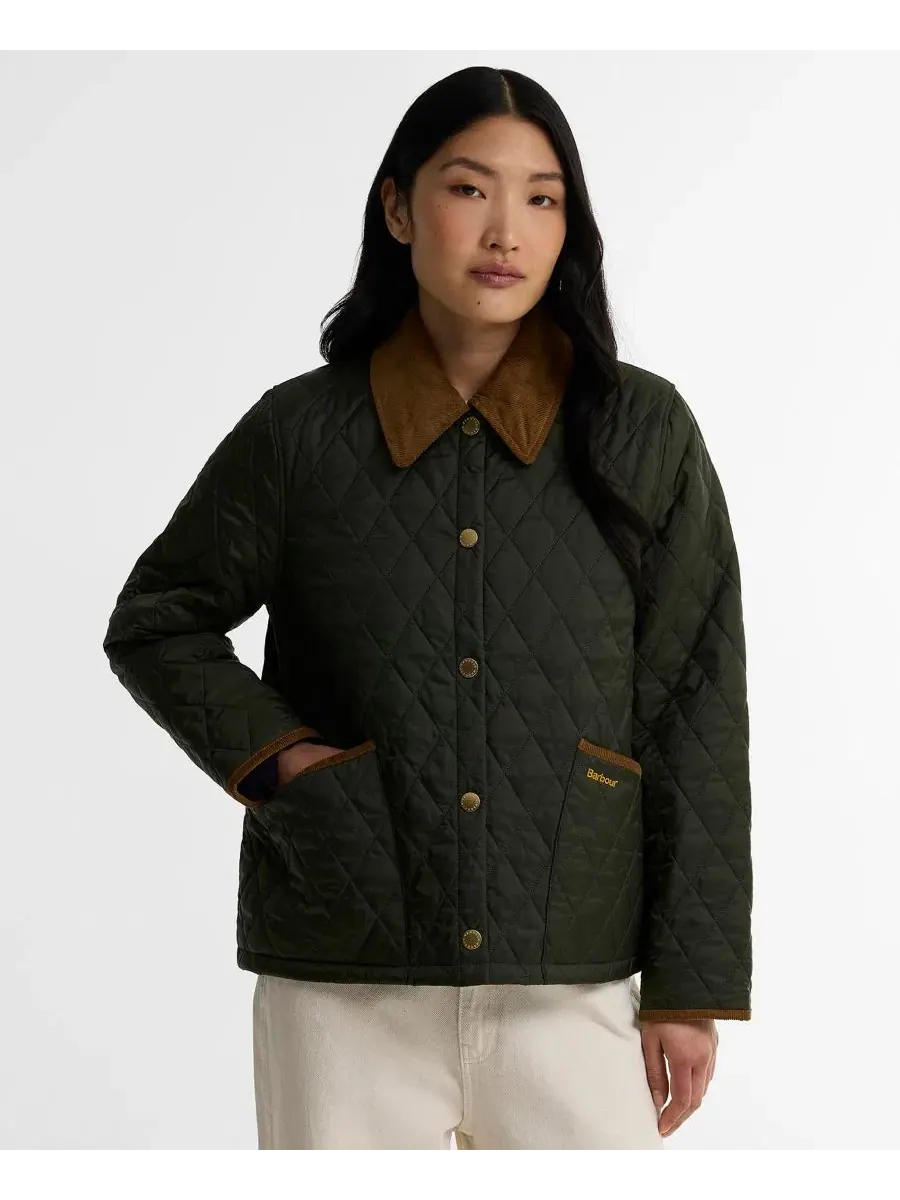 Укороченный стеганый жакет Liddesdale Barbour — изображение 3 из 6, оливковый