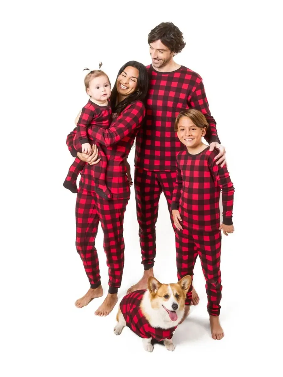 Женская пижама из хлопка с принтом Buffalo Plaid Leveret — изображение 3 из 3, черный красный