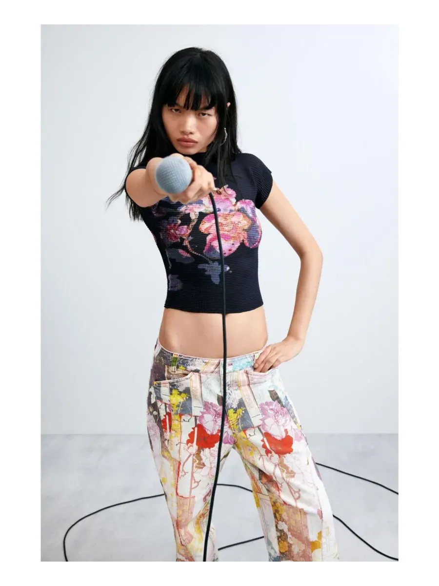 Джинсы-балун с принтом Desigual — изображение 3 из 6, мульти
