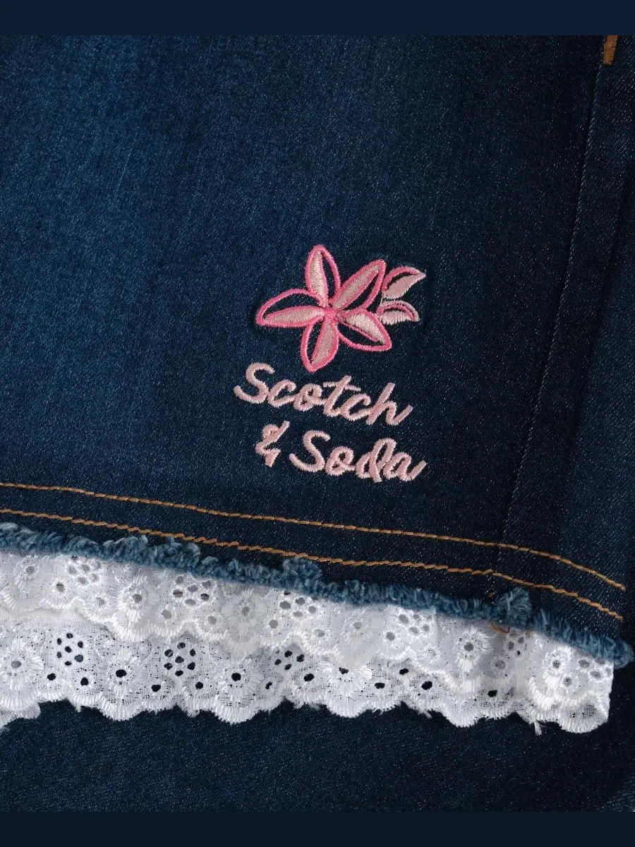 Комплект: топ с вышивкой и джинсовые шорты SCOTCH & SODA — изображение 4 из 4, белый/синий