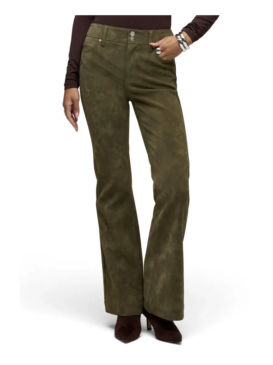 Брюки-клеш из экокожи с высокой посадкой Dani Hudson Jeans — зеленый
