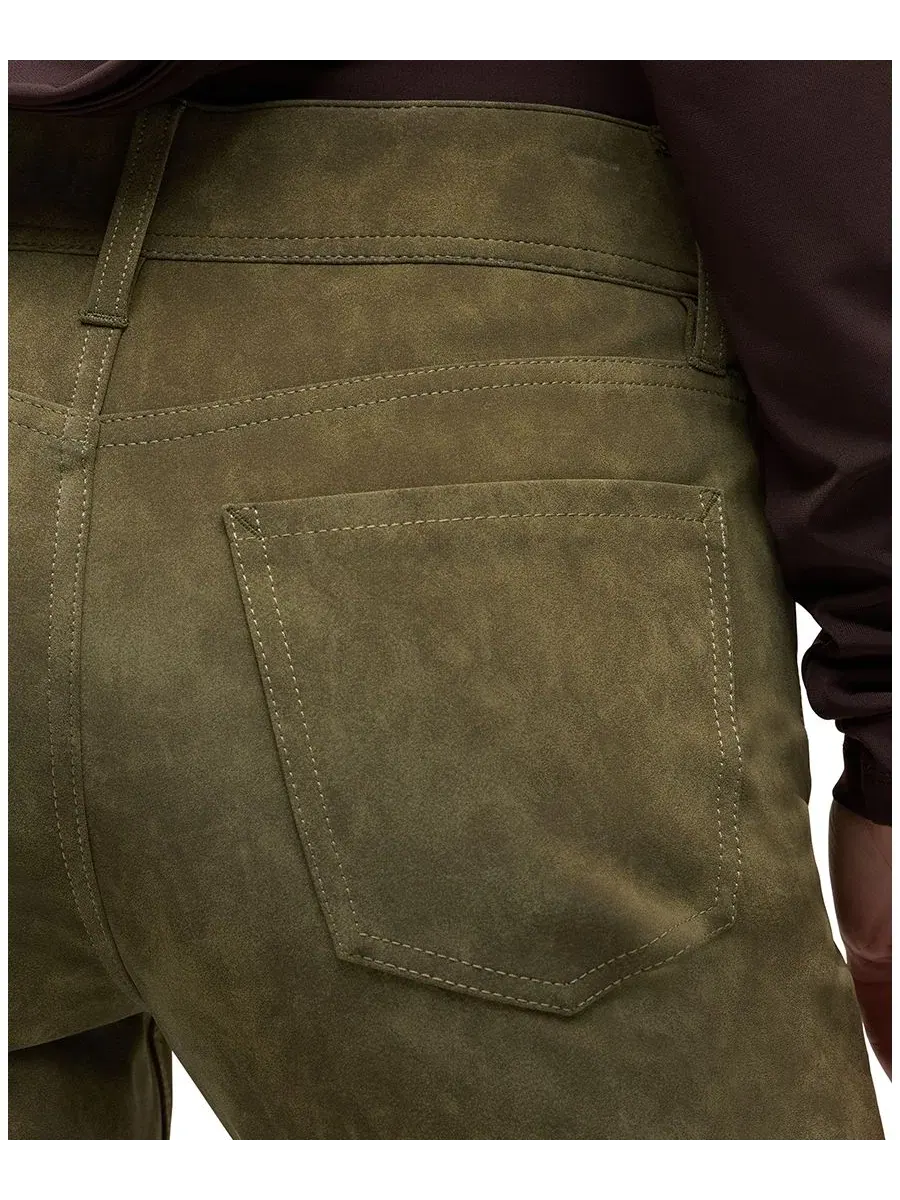 Брюки-клеш из экокожи с высокой посадкой Dani Hudson Jeans — изображение 6 из 6, зеленый