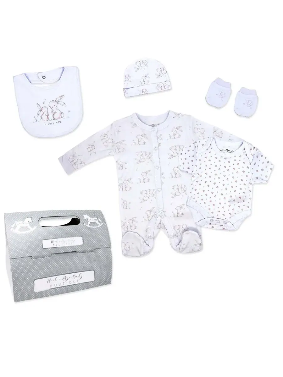 Набор для новорожденной девочки, 7 предметов Rock-A-Bye Baby Boutique — белый