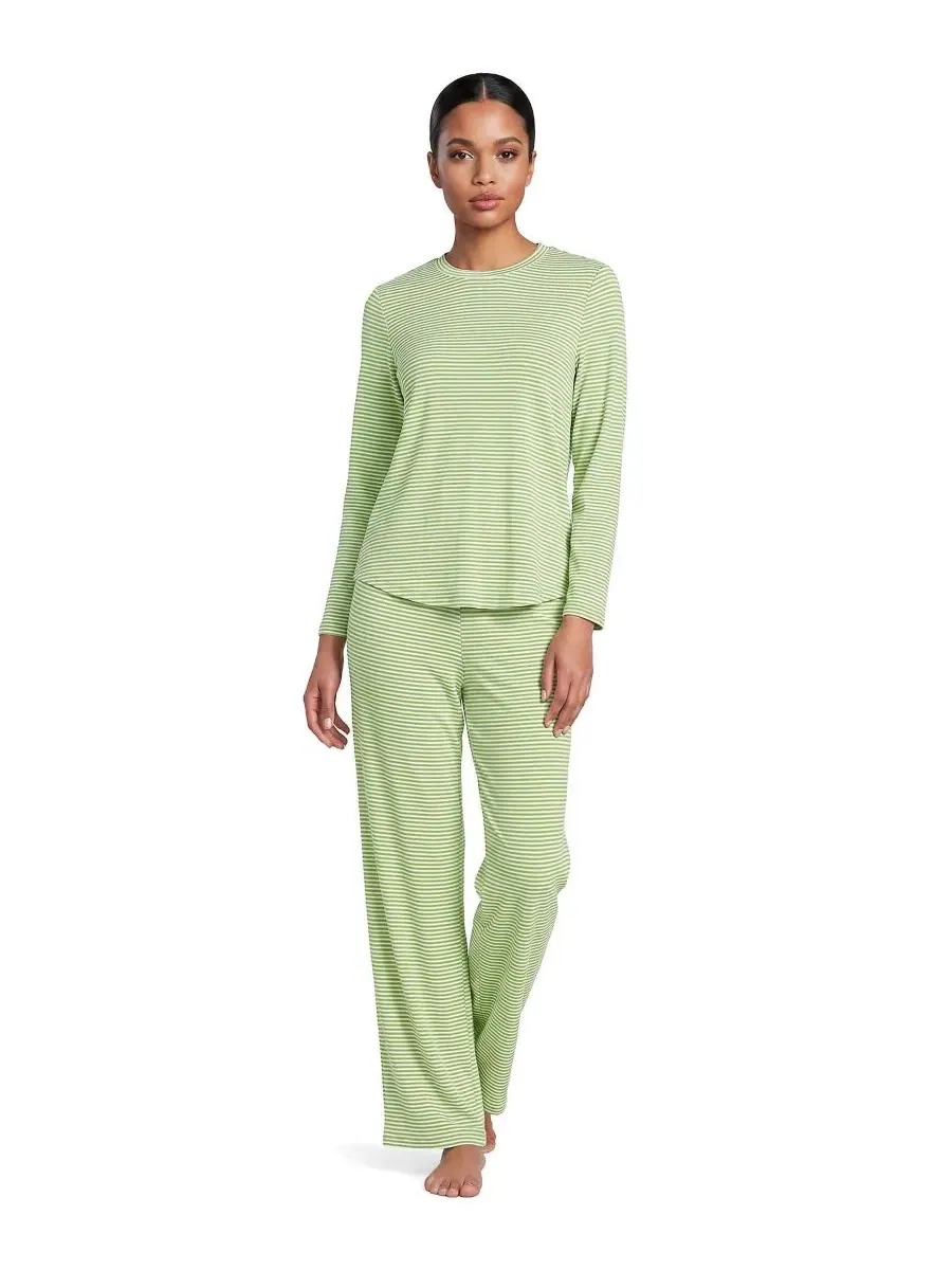 Пижамный комплект с длинным рукавом Lands' End, Winter Pear Mini Stripe — изображение 4 из 4