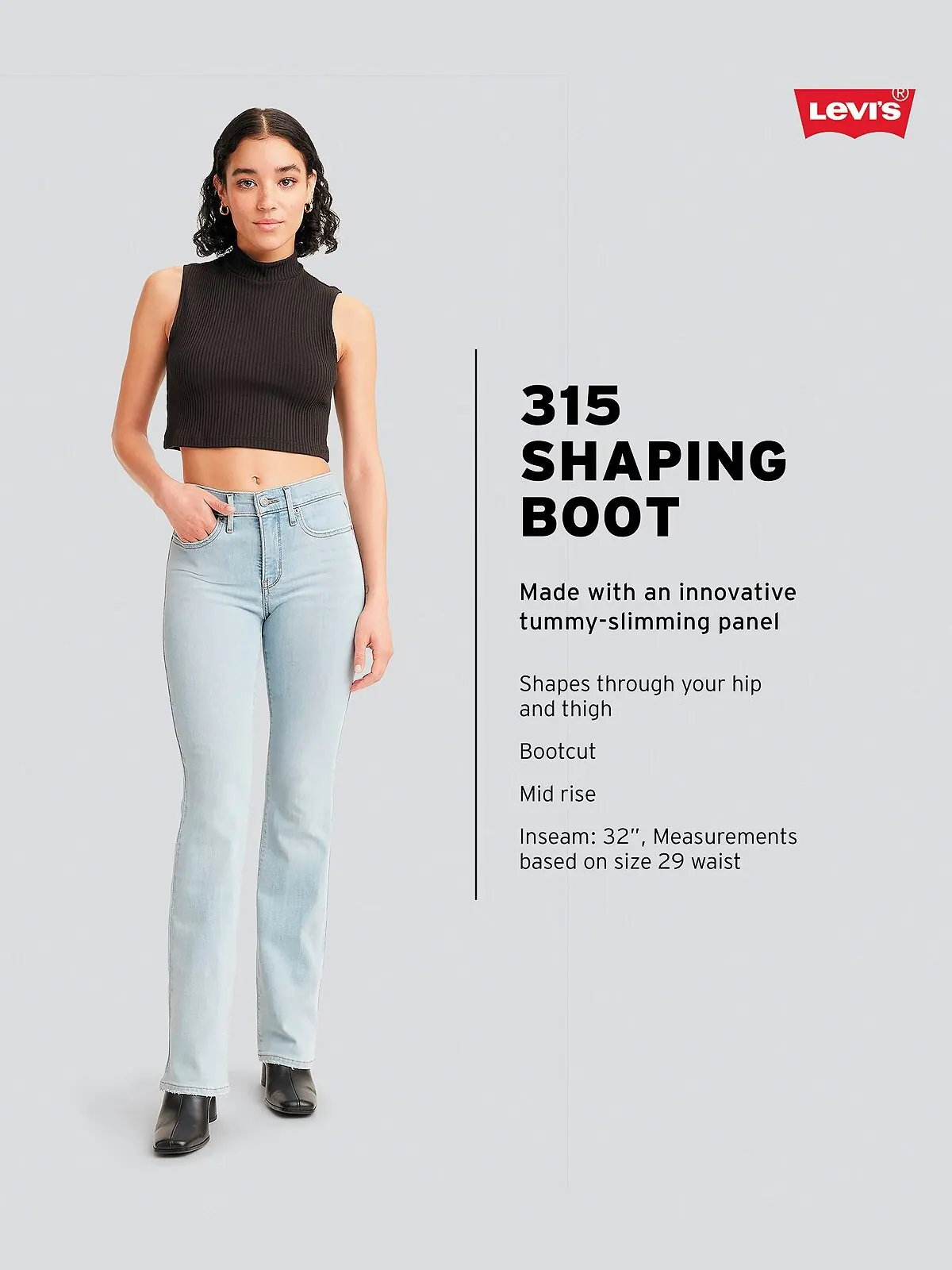 Легкие джинсы Bootcut со средней посадкой 315 Shaping Levi's — изображение 4 из 4, синий