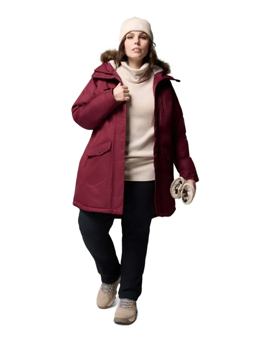 Длинная утепленная куртка с капюшоном из флиса Suttle Mountain Plus Size Columbia — изображение 2 из 3, насыщенный винный