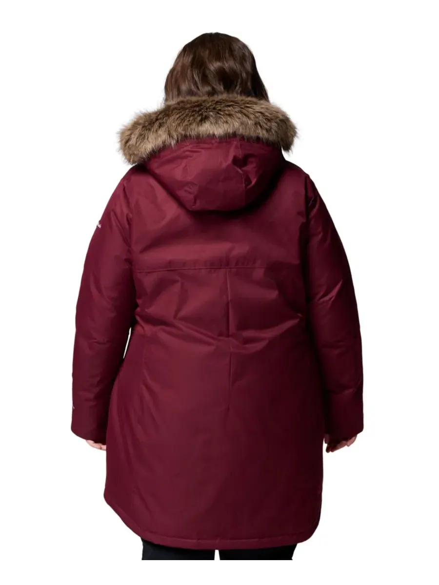 Длинная утепленная куртка с капюшоном из флиса Suttle Mountain Plus Size Columbia — изображение 3 из 3, насыщенный винный