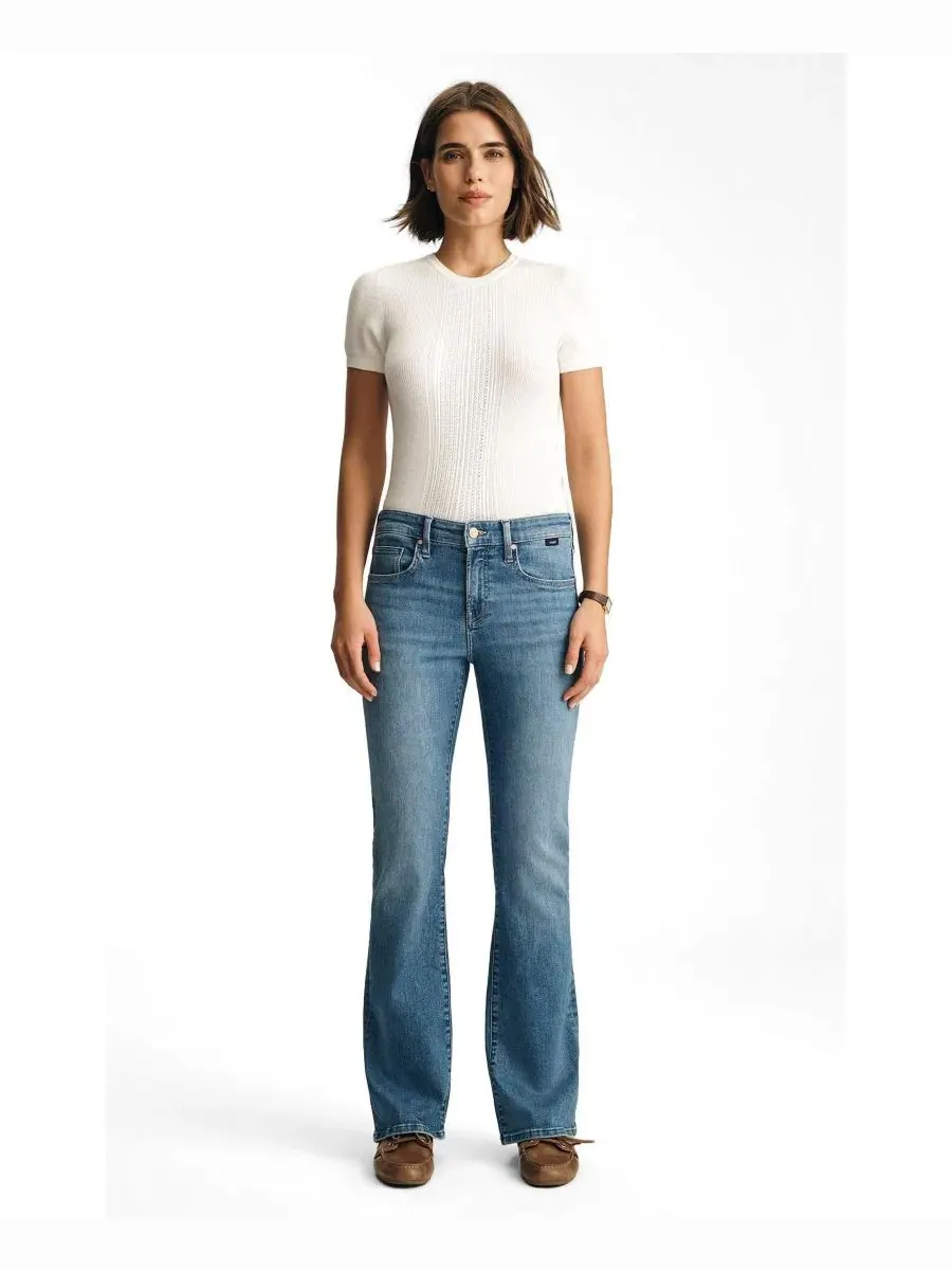 Джинсы клеш с заниженной талией Mavi Vicky Mid Rise Bootcut — изображение 3 из 6, синий синий