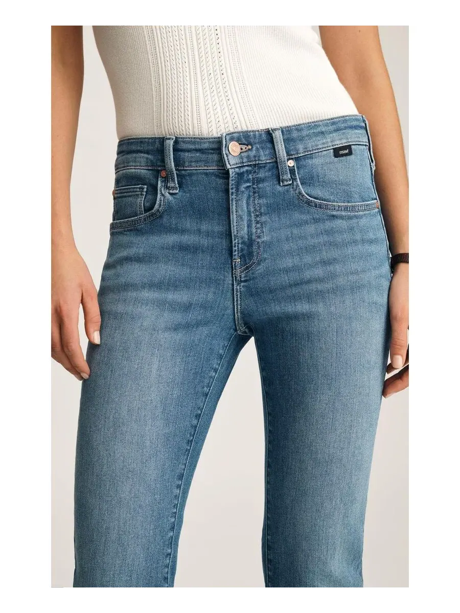Джинсы клеш с заниженной талией Mavi Vicky Mid Rise Bootcut — изображение 5 из 6, синий синий
