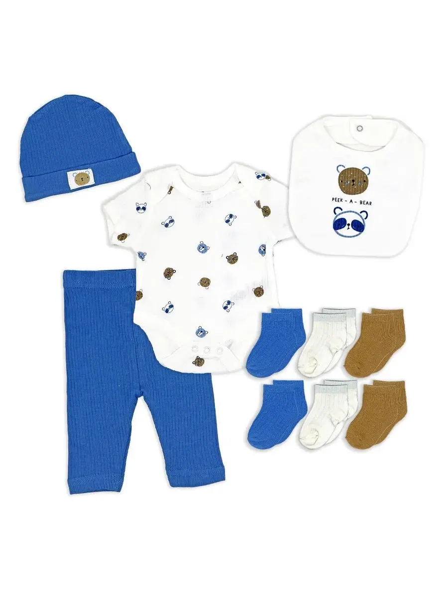 Комплект из 10 предметов для новорожденного, с медвежонком Rock-A-Bye Baby Boutique — синий
