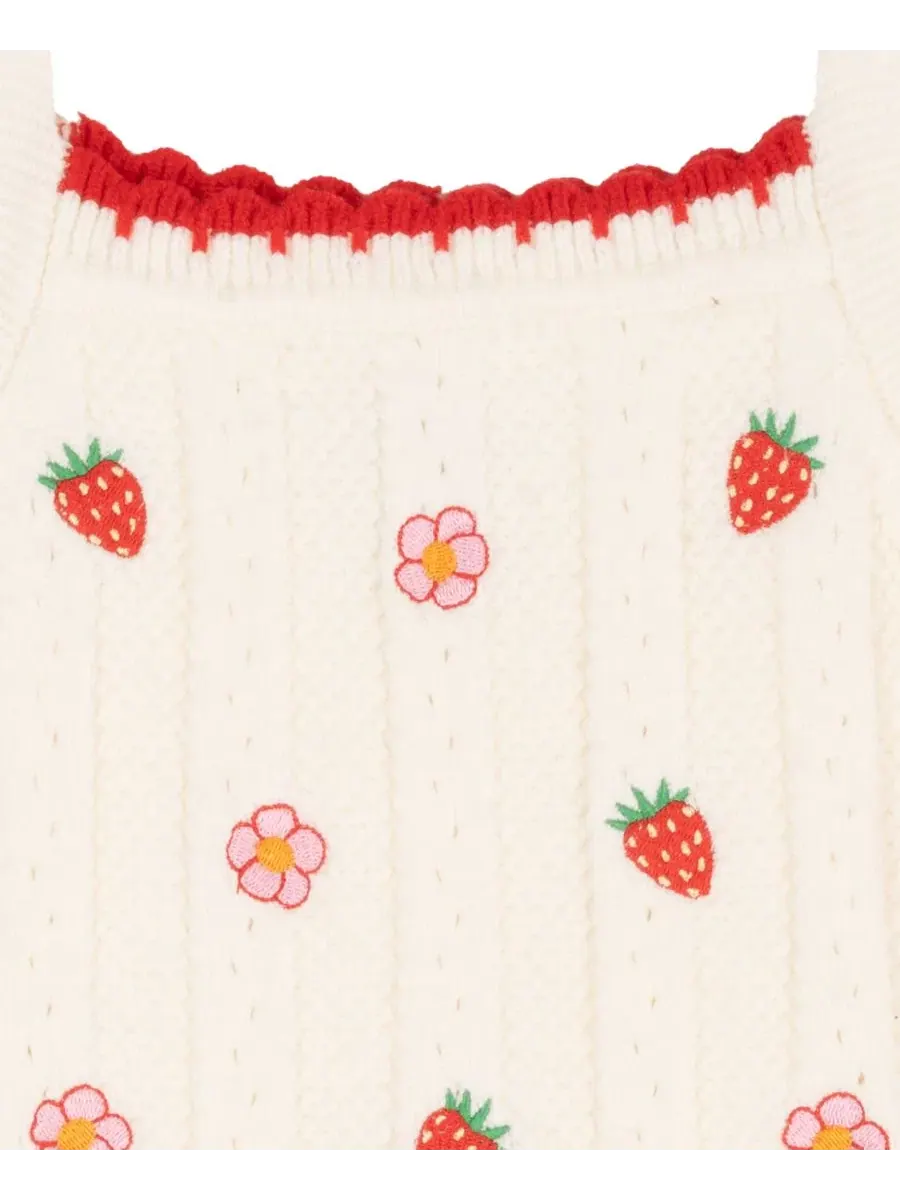 Комплект из топа и шорт с вышивкой клубники и цветов, модель Crochet Knit Tank and Chambray Shorts — изображение 3 из 4