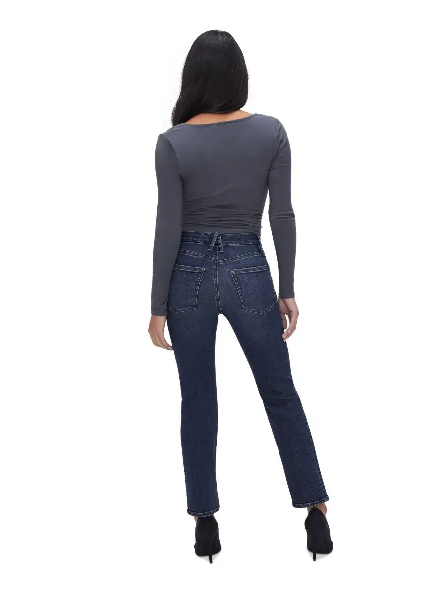 Джинсы Petite Mid-Rise Slim Straight Ankle Jeans Good American — изображение 4 из 4, синий