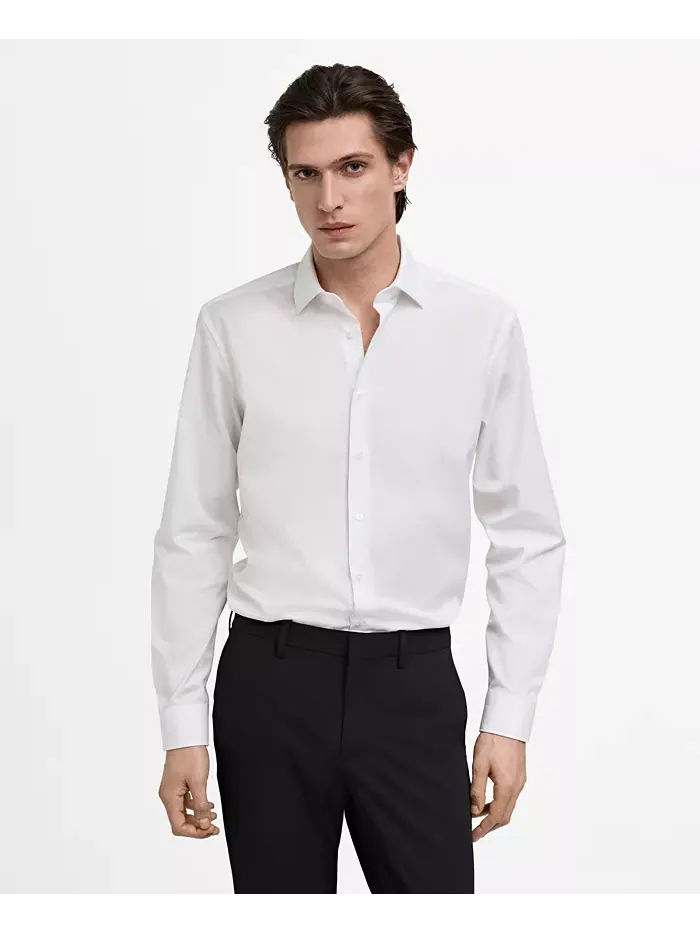 Мужская классическая рубашка из хлопкового поплина Slim-Fit MANGO