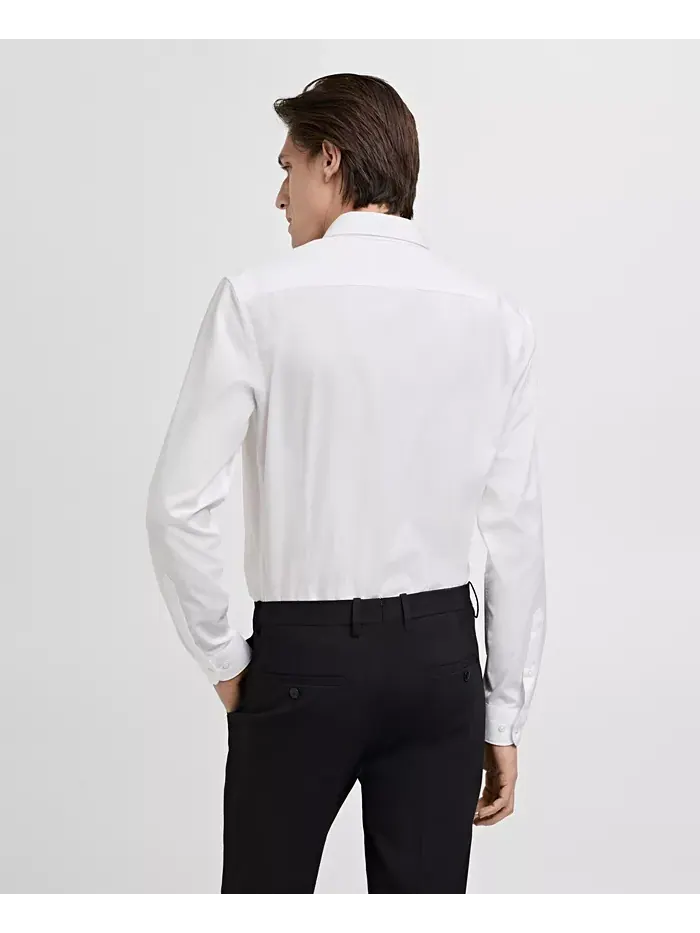 Мужская классическая рубашка из хлопкового поплина Slim-Fit MANGO — изображение 4 из 4, белый
