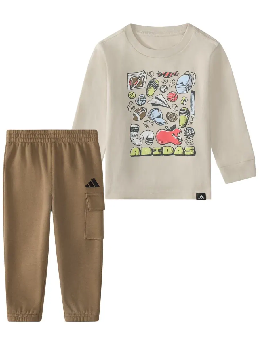 Комплект из лонгслива и джоггеров с принтом adidas