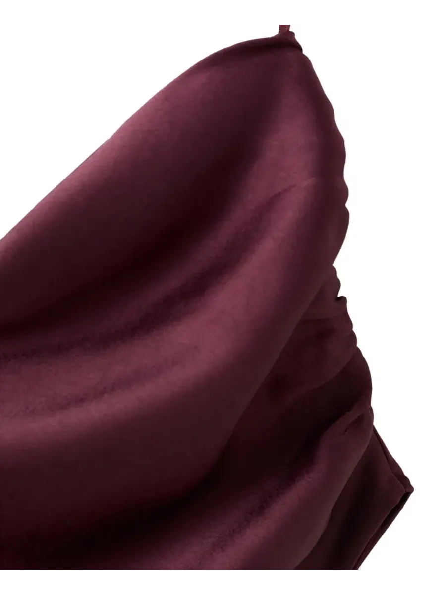 Платье с асимметричным вырезом и драпировкой, модель Asymmetrical Ruched Off-the-Shoulder MANGO — изображение 4 из 5, красный