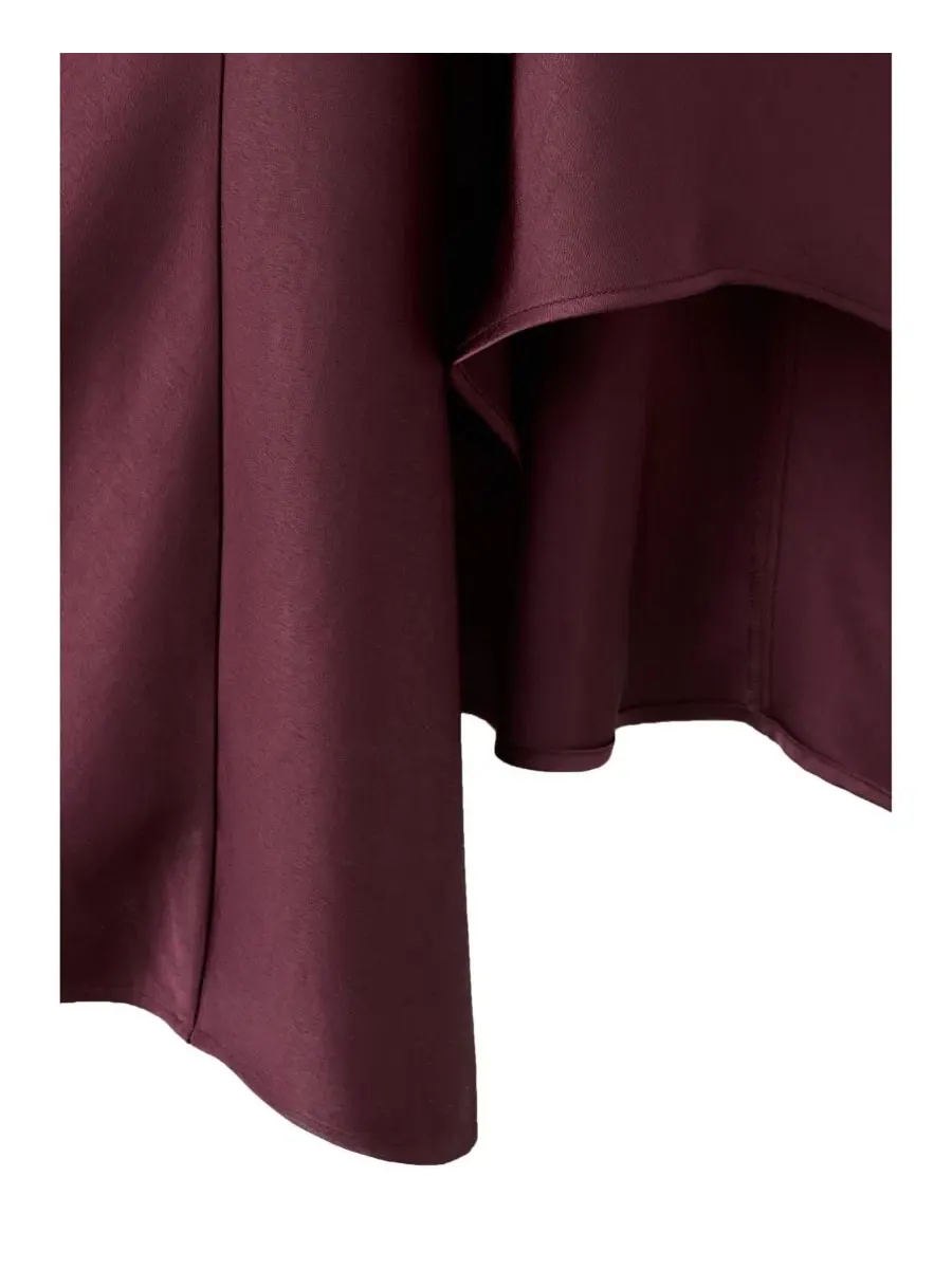 Платье с асимметричным вырезом и драпировкой, модель Asymmetrical Ruched Off-the-Shoulder MANGO — изображение 5 из 5, красный