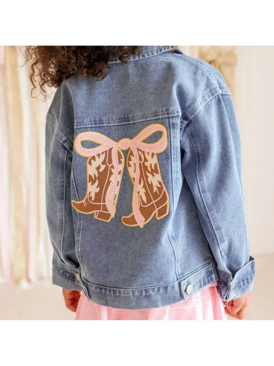 Джинсовая куртка с принтом в стиле вестерн Cowgirl Cutie Patch Sweet Wink — изображение 2 из 5, джинсовый синий