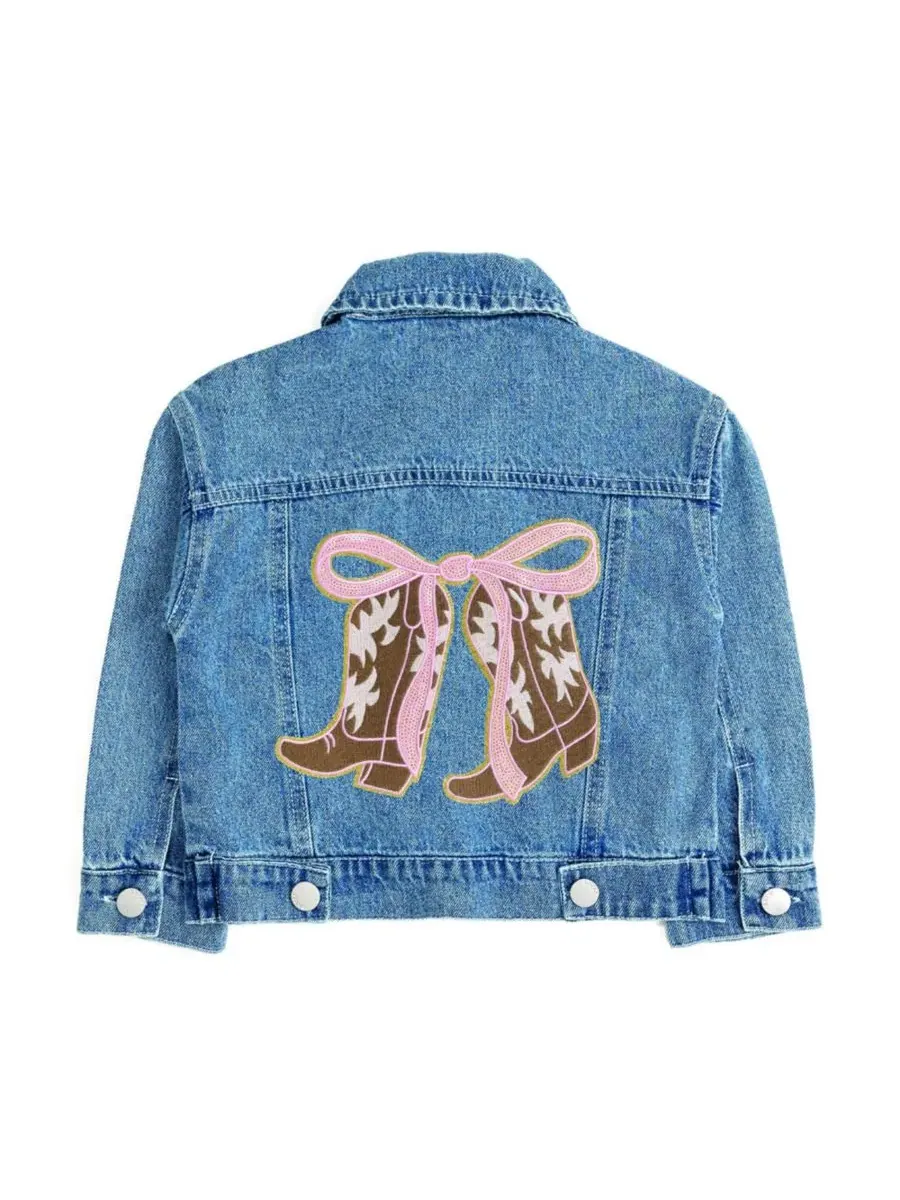 Джинсовая куртка с принтом в стиле вестерн Cowgirl Cutie Patch Sweet Wink — изображение 3 из 5, джинсовый синий