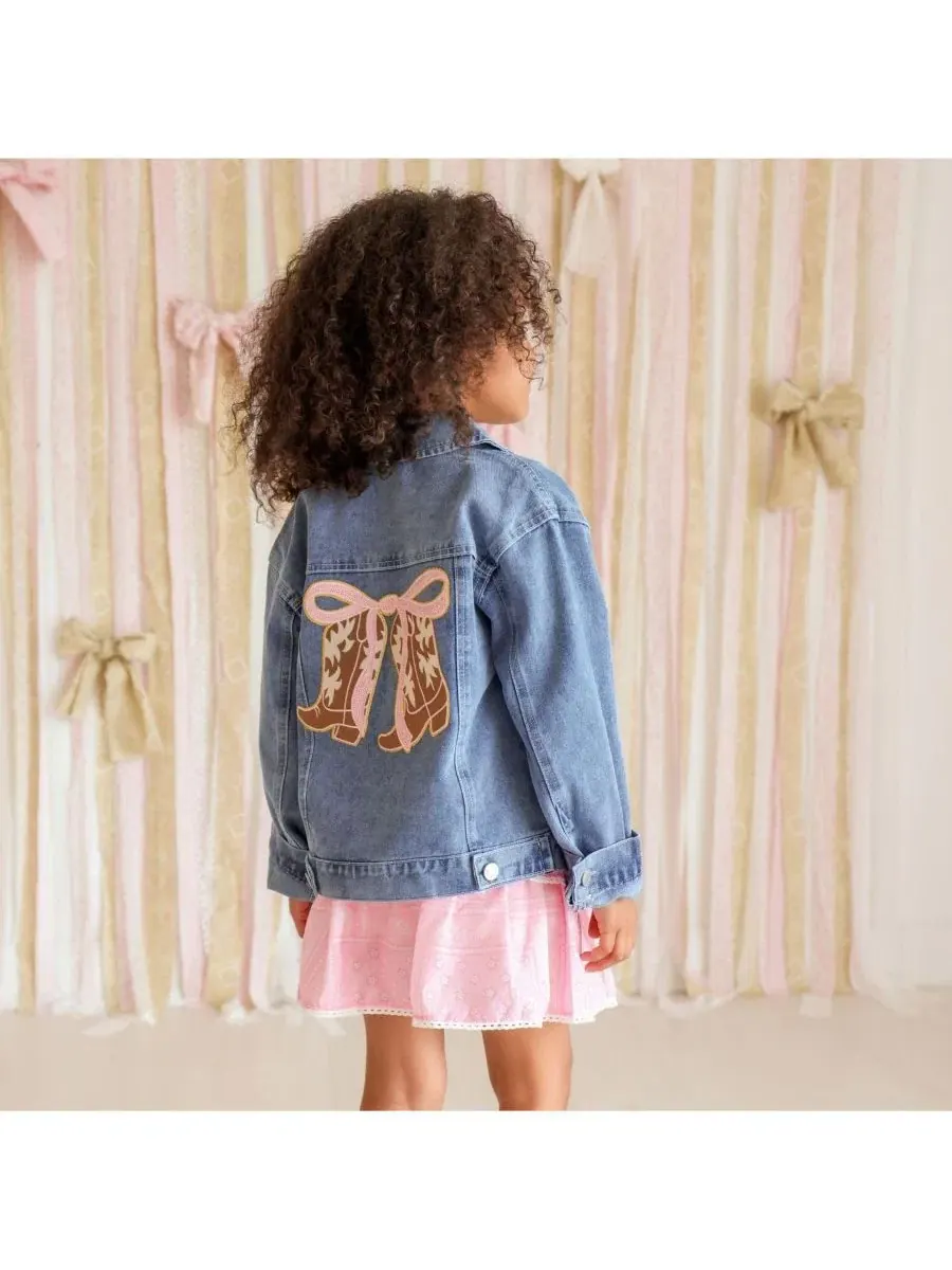 Джинсовая куртка с принтом в стиле вестерн Cowgirl Cutie Patch Sweet Wink — изображение 4 из 5, джинсовый синий