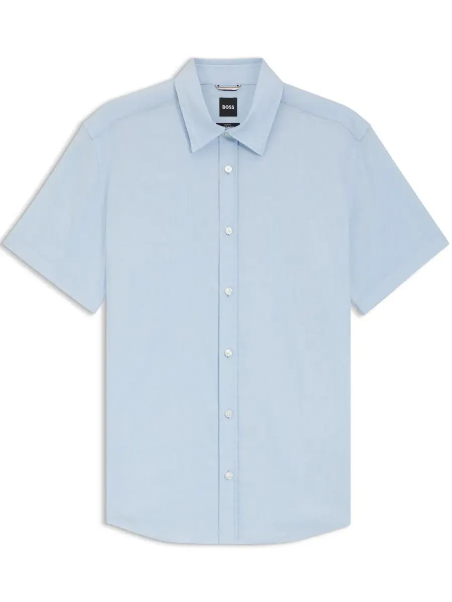 Мужская рубашка с коротким рукавом Slim Fit Hugo Boss — изображение 2 из 6, синий