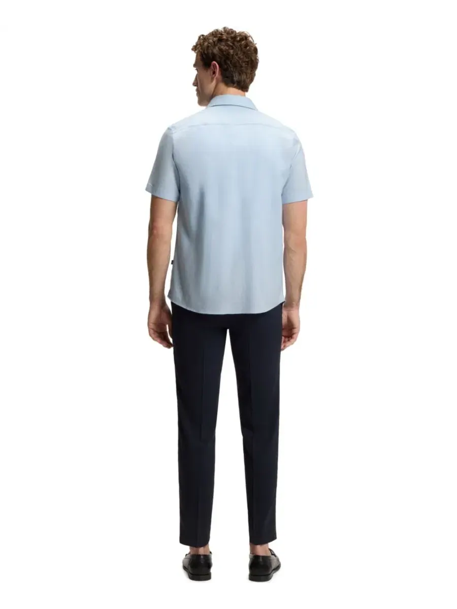 Мужская рубашка с коротким рукавом Slim Fit Hugo Boss — изображение 3 из 6, синий