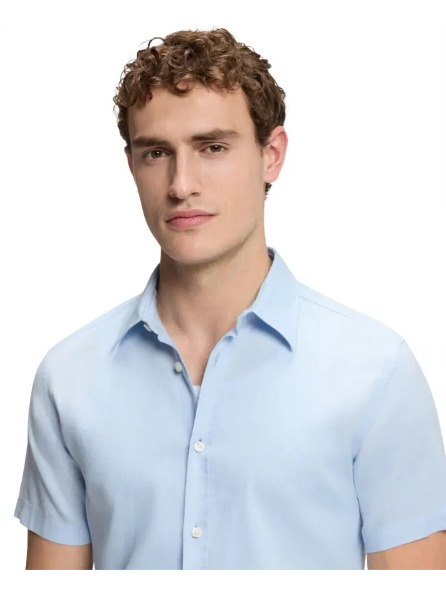 Мужская рубашка с коротким рукавом Slim Fit Hugo Boss — изображение 6 из 6, синий