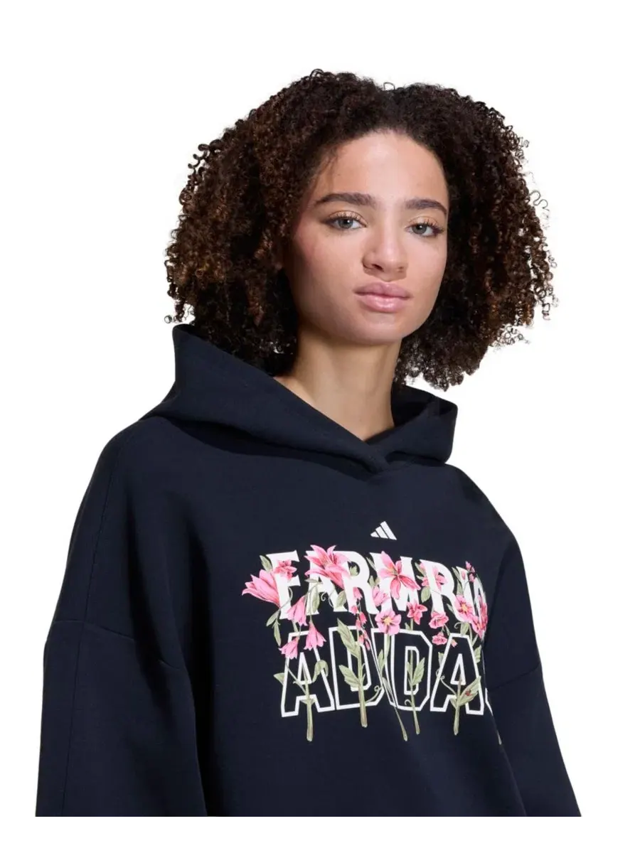 Худи с ярким цветочным принтом adidas x FARM Rio — изображение 2 из 5, черный/кремовый белый
