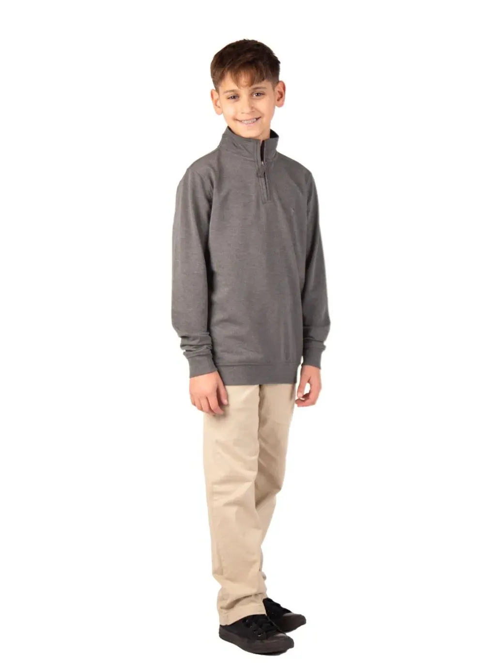 Флисовый свитер с четверть-молнией Boys Fleece Quarter Zip Tailorbyrd — изображение 2 из 3, темно-серый