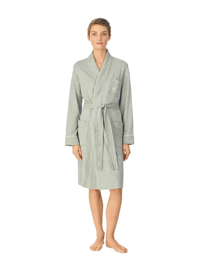 Стеганый короткий халат с отложным воротником Lauren Ralph Lauren