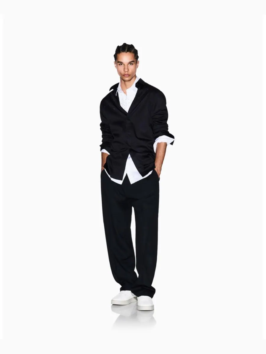 Мужская тканая рубашка Night Lab с декором A|X Armani Exchange — изображение 2 из 5, черный